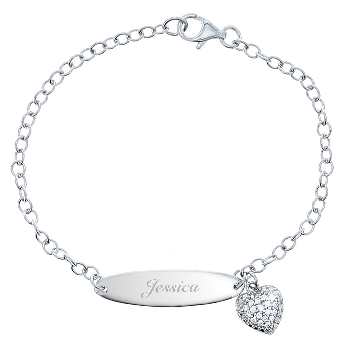 Personalised Children's Sterling Silver And Cubic Zirconia Bracelet