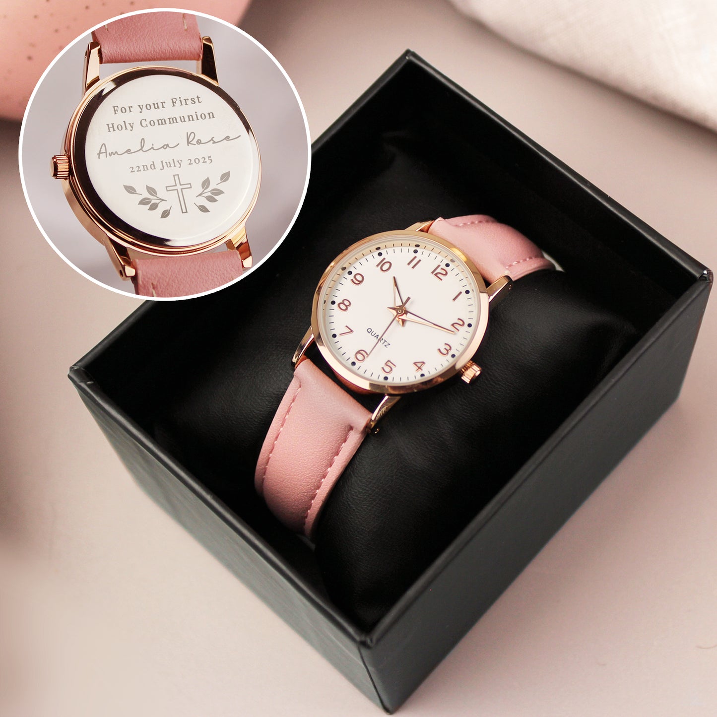 Personalised Holy Communion Pink Watch