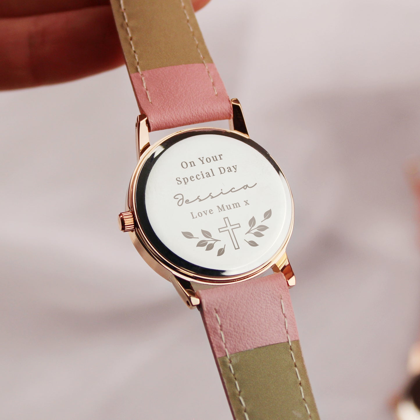 Personalised Holy Communion Pink Watch