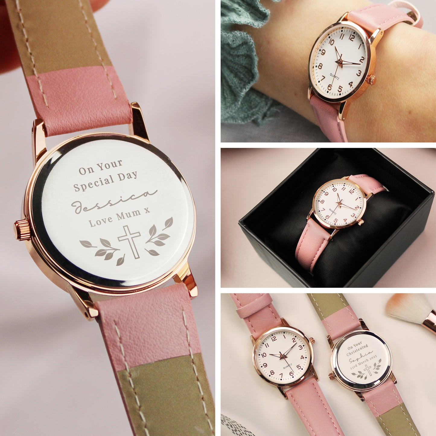 Personalised Holy Communion Pink Watch