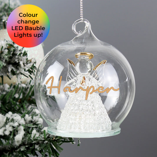 Personalised Christmas LED Angel Light Up Bauble