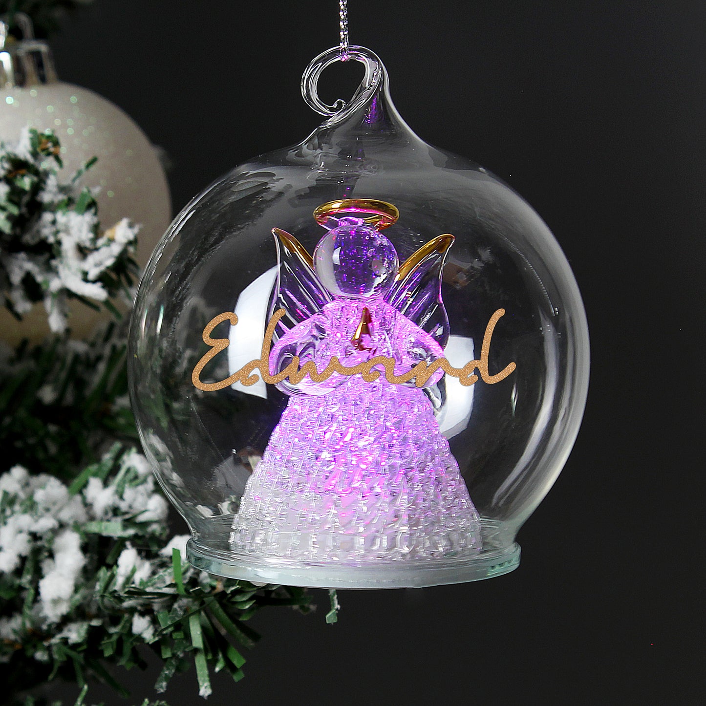 Personalised Christmas LED Angel Light Up Bauble