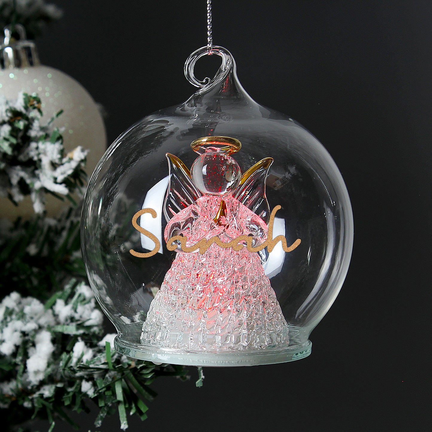 Personalised Christmas LED Angel Light Up Bauble