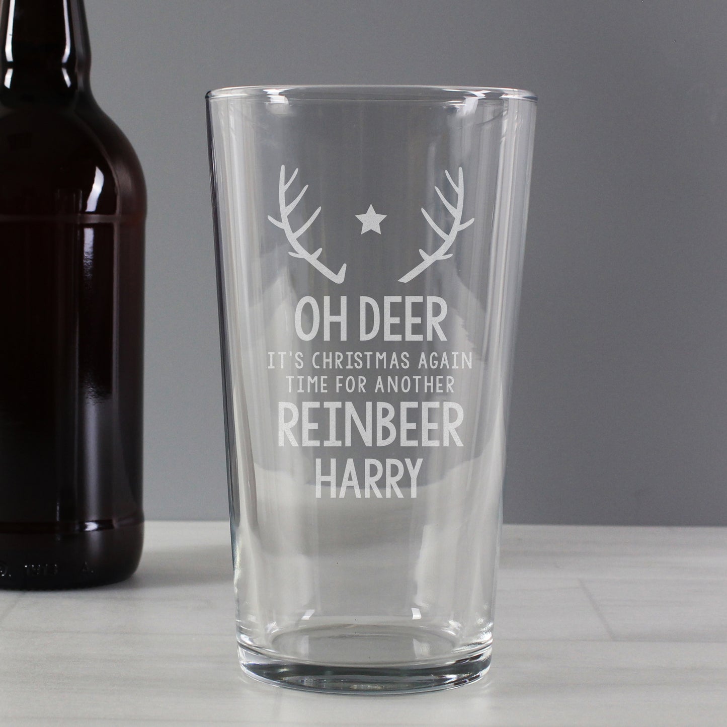 Personalised 'Reinbeer' Pint Glass Gift Boxed