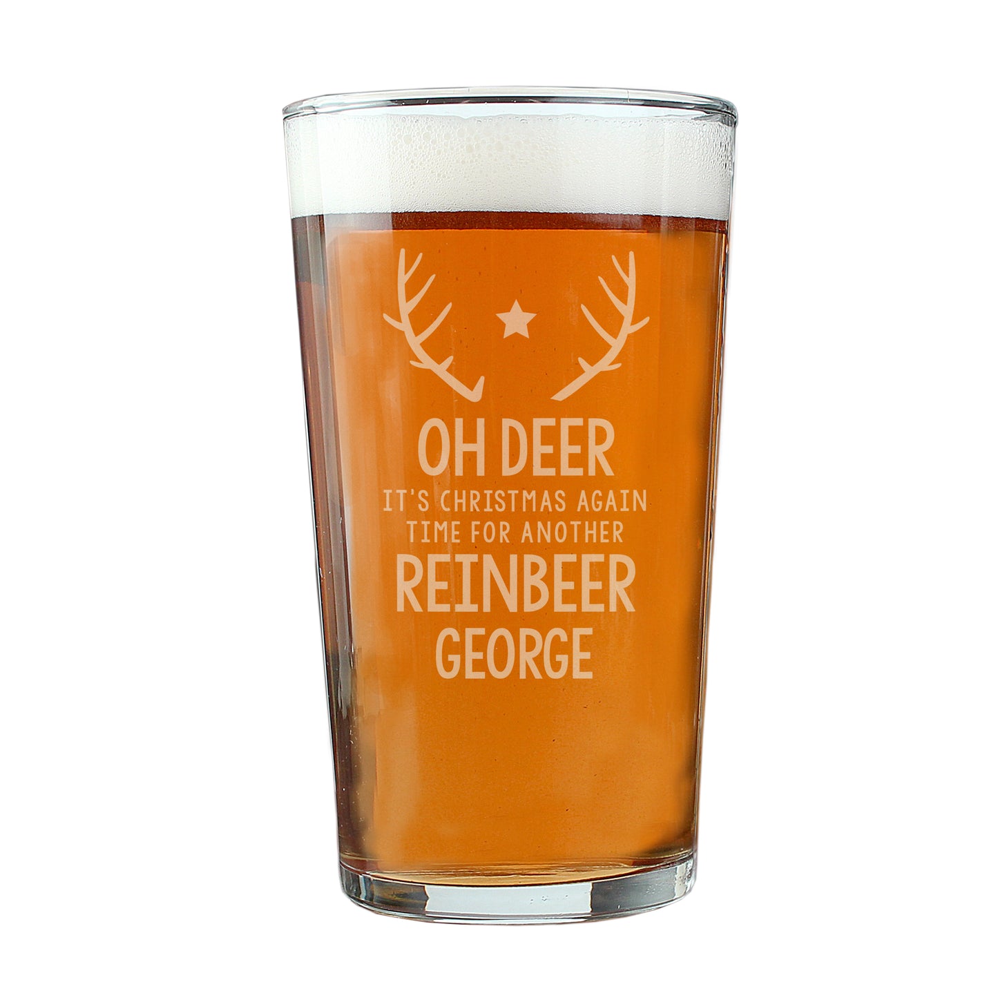 Personalised 'Reinbeer' Pint Glass Gift Boxed