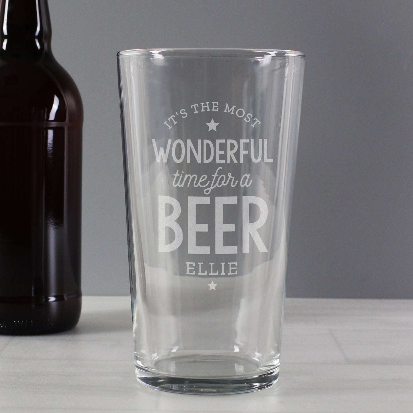 Personalised 'It's The Most Wonderful Time For A Beer' Pint Glass Gift Boxed