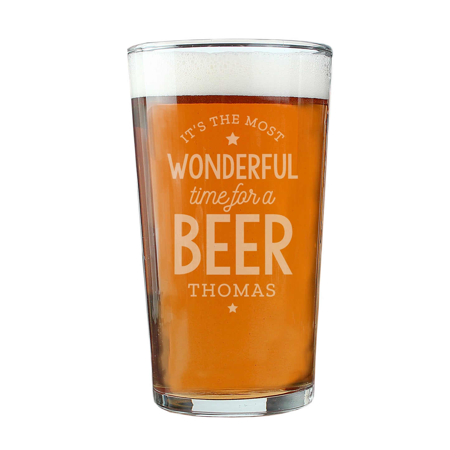 Personalised 'It's The Most Wonderful Time For A Beer' Pint Glass Gift Boxed