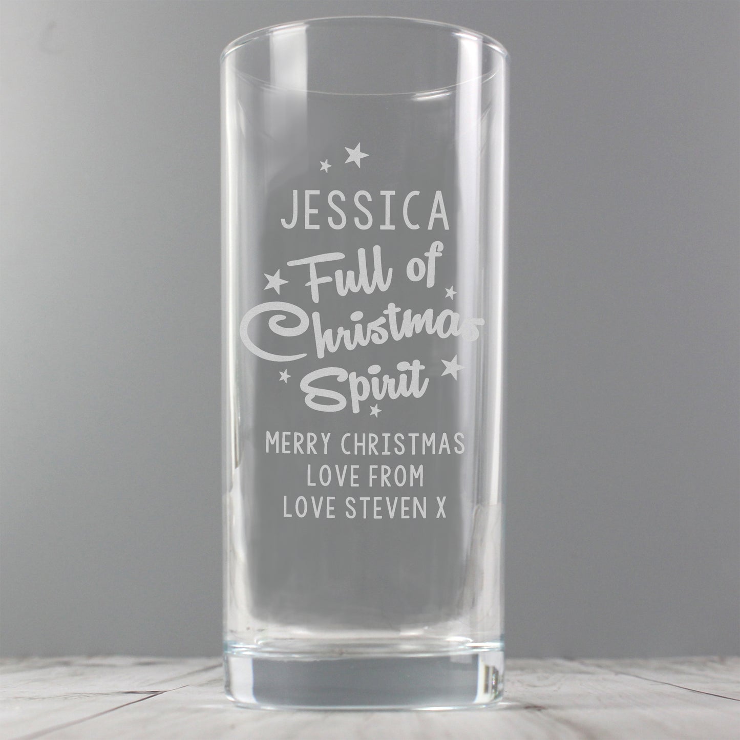 Personalised 'Full Of Christmas Spirit' Hi Ball Glass Gift Boxed
