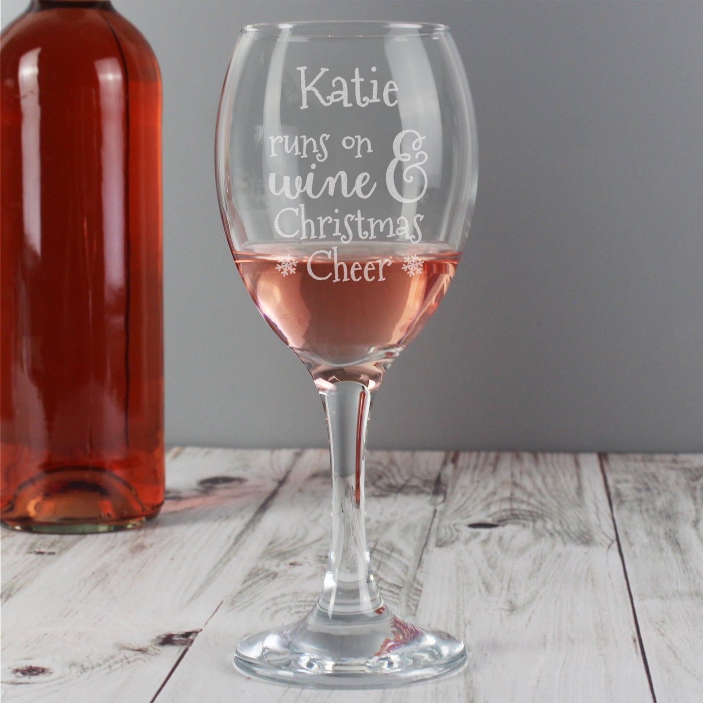 Personalised 'Runs On Wine And Christmas Cheer' Wine Glass Gift Boxed