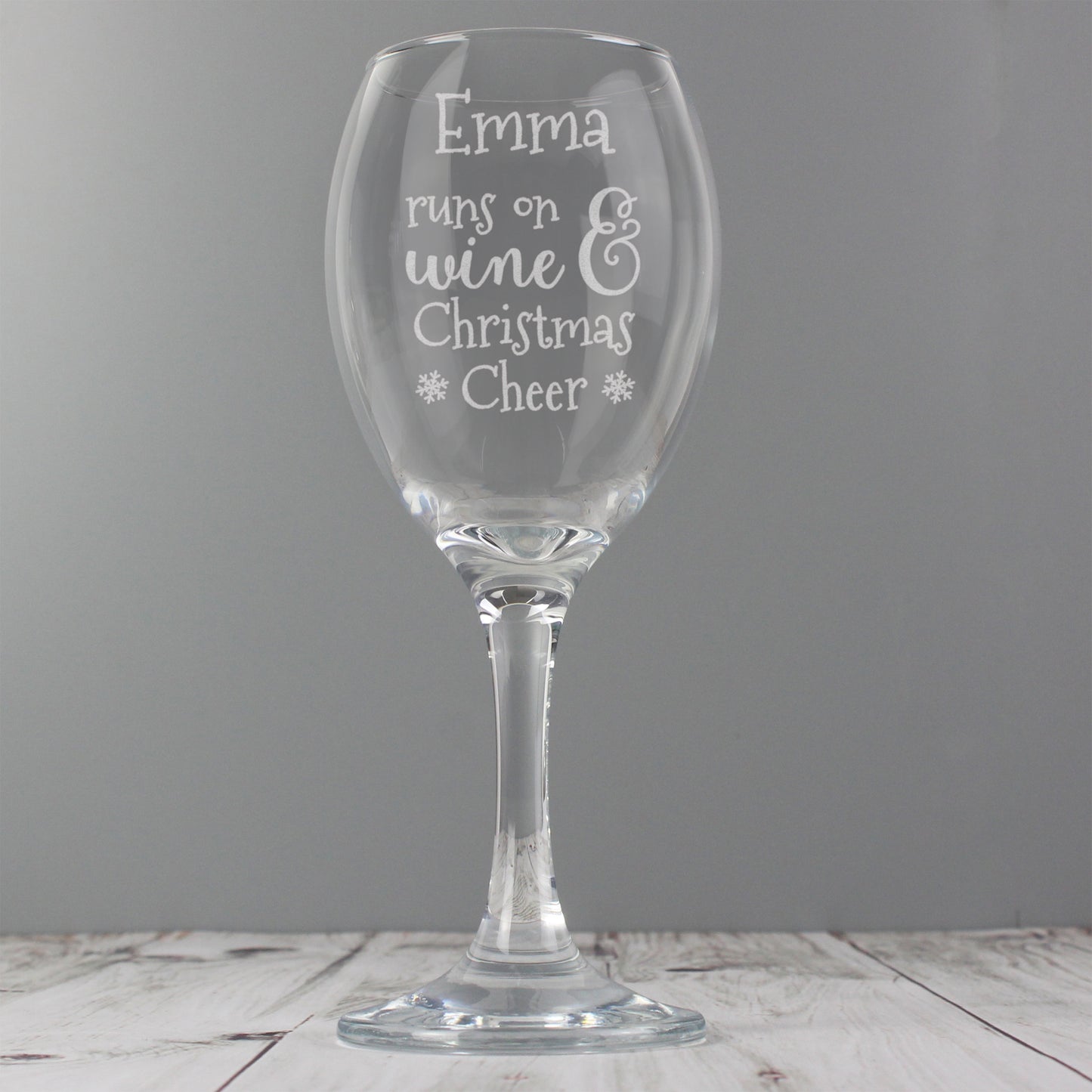 Personalised 'Runs On Wine And Christmas Cheer' Wine Glass Gift Boxed