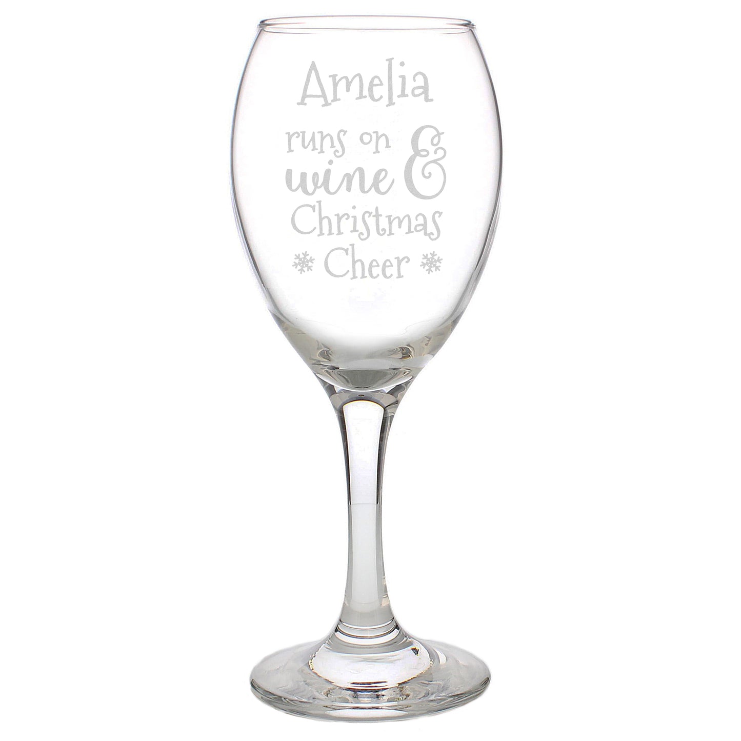 Personalised 'Runs On Wine And Christmas Cheer' Wine Glass Gift Boxed