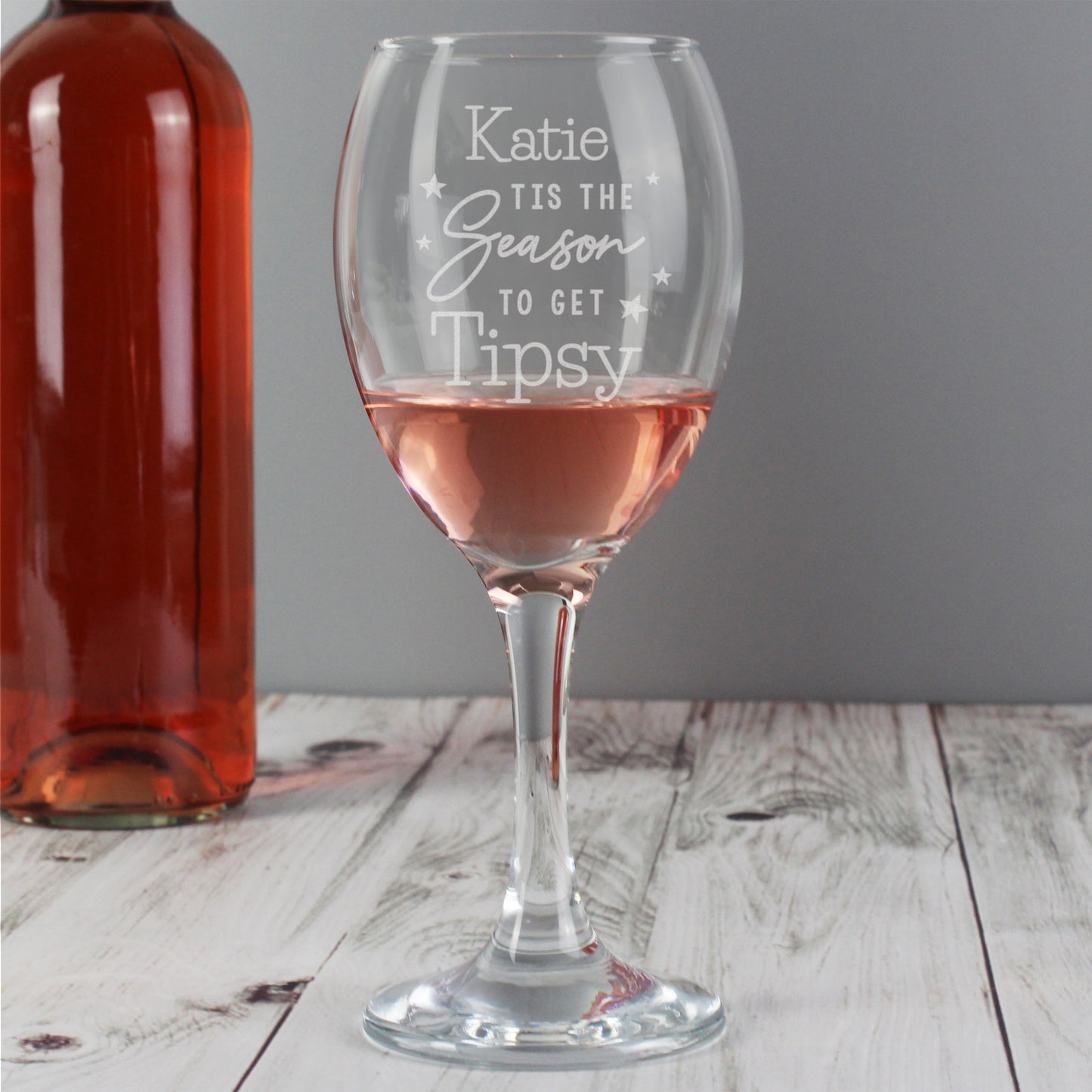 Personalised 'Tis The Season To Get Tipsy' Wine Glass Gift Boxed