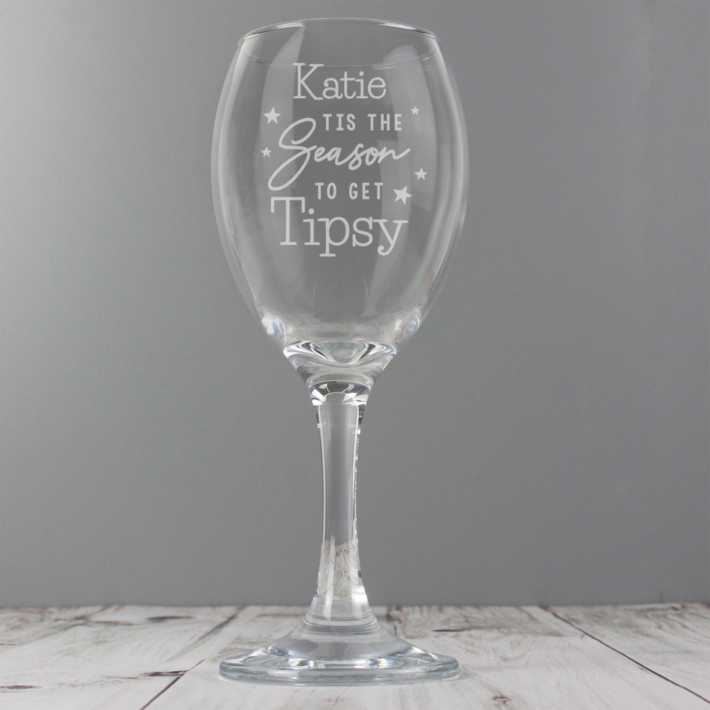 Personalised 'Tis The Season To Get Tipsy' Wine Glass Gift Boxed