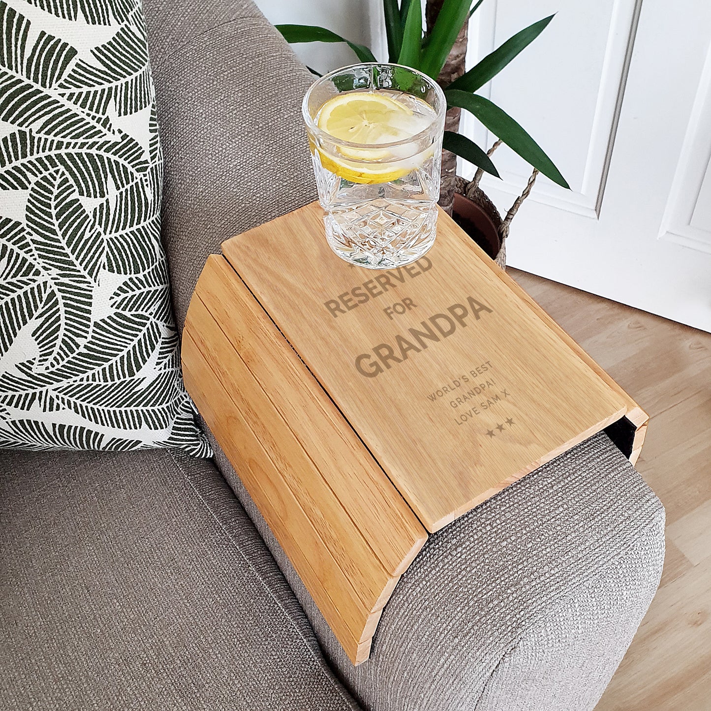 Personalised 'Reserved For' Wooden Sofa Tray Father's Day Gift
