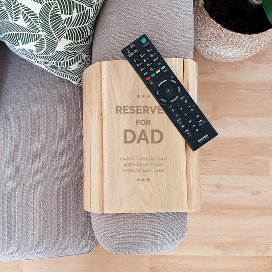 Personalised 'Reserved For' Wooden Sofa Tray Father's Day Gift