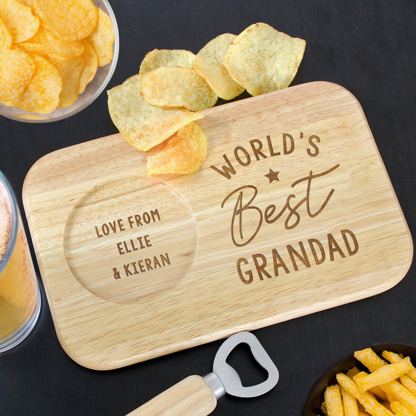 Personalised 'World's Best' Wooden Coaster And Tray Father's Day Gift