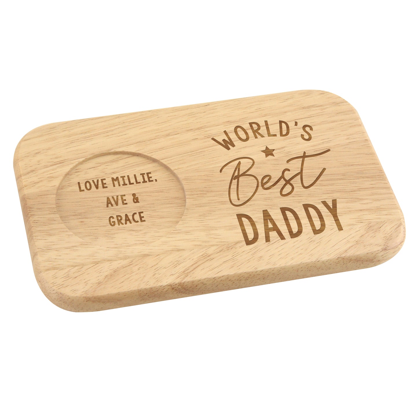 Personalised 'World's Best' Wooden Coaster And Tray Father's Day Gift