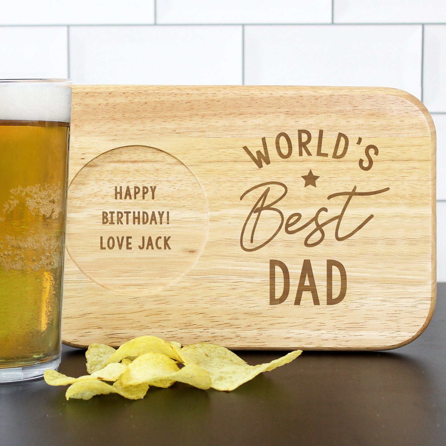 Personalised 'World's Best' Wooden Coaster And Tray Father's Day Gift