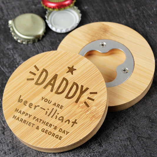 Personalised Bottle Opener Coaster Father's Day Gift