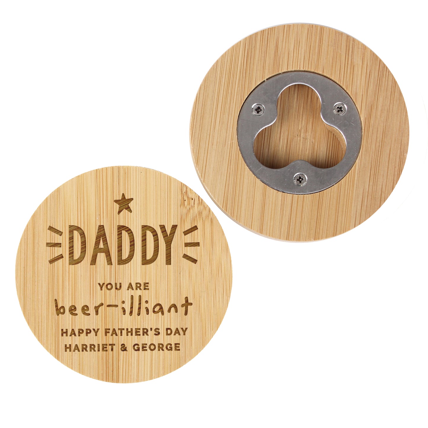 Personalised Bottle Opener Coaster Father's Day Gift