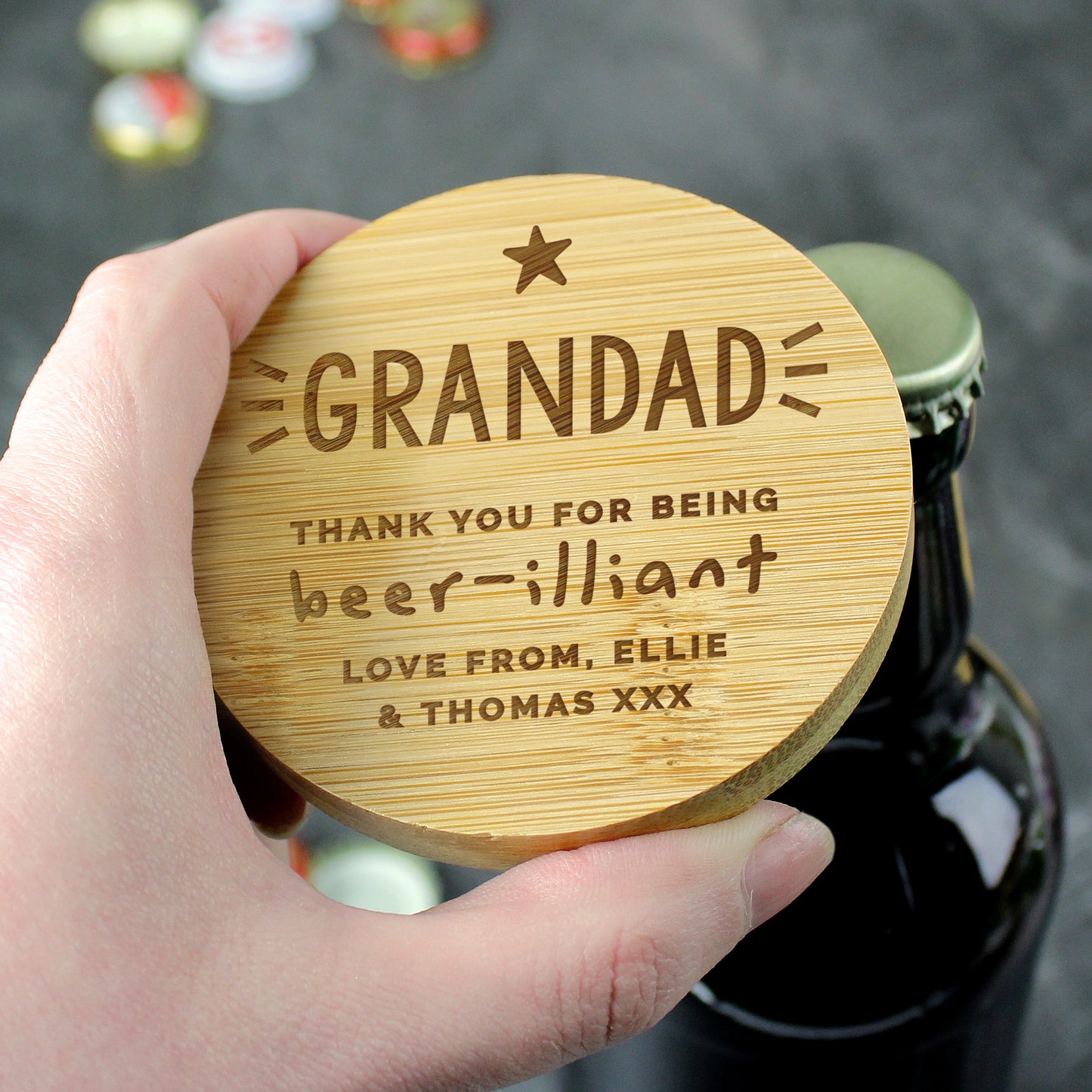 Personalised Bottle Opener Coaster Father's Day Gift