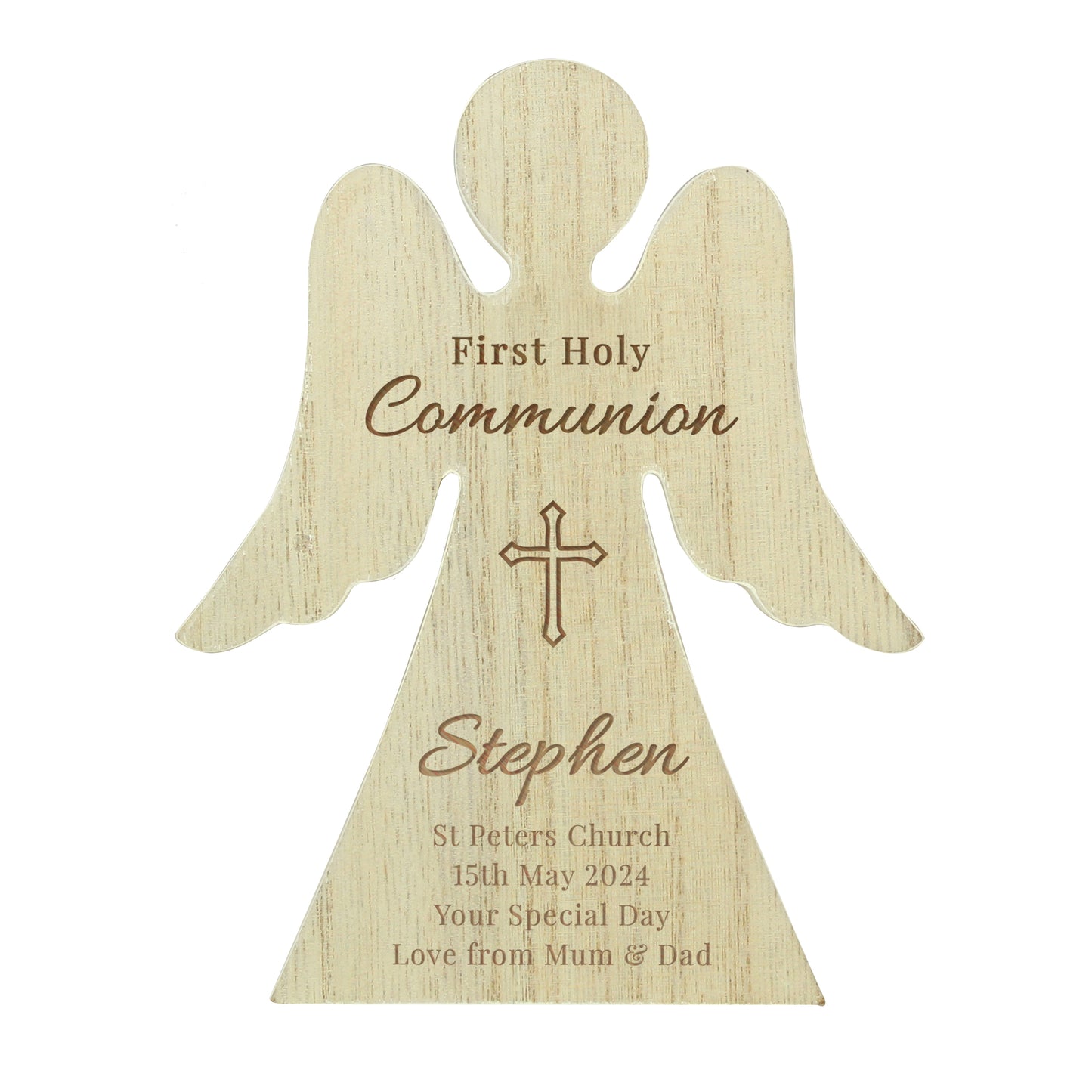 Personalised First Holy Communion Wooden Angel Ornament