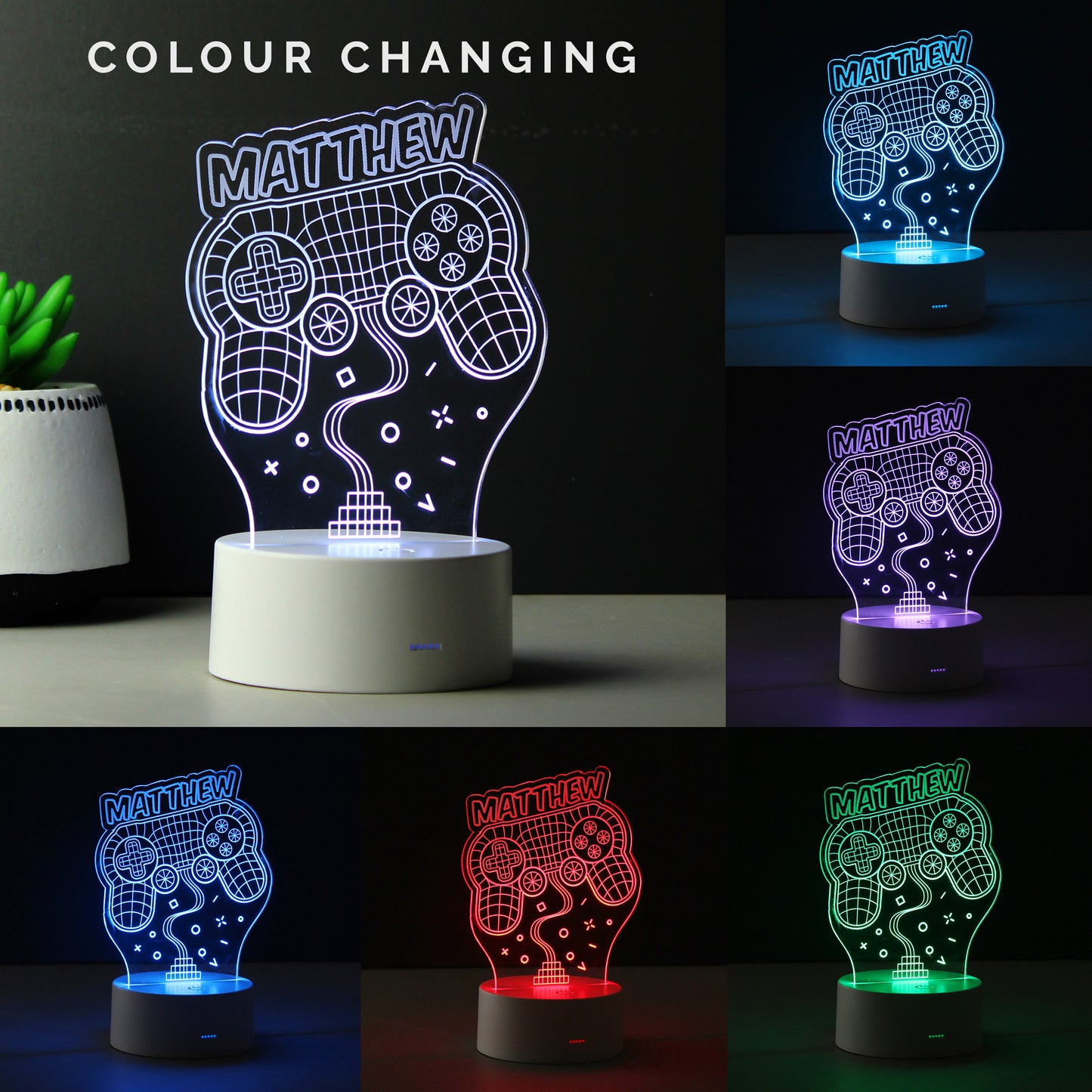 Personalised Gaming Controller LED Night Light