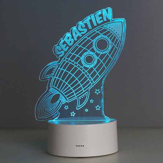 Personalised Space Rocket LED Colour Changing Night Light