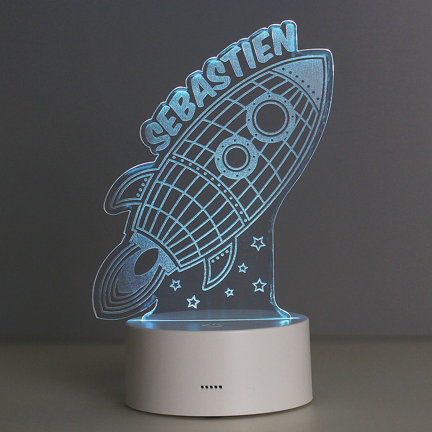 Personalised Space Rocket LED Colour Changing Night Light