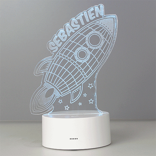 Personalised Space Rocket LED Colour Changing Night Light