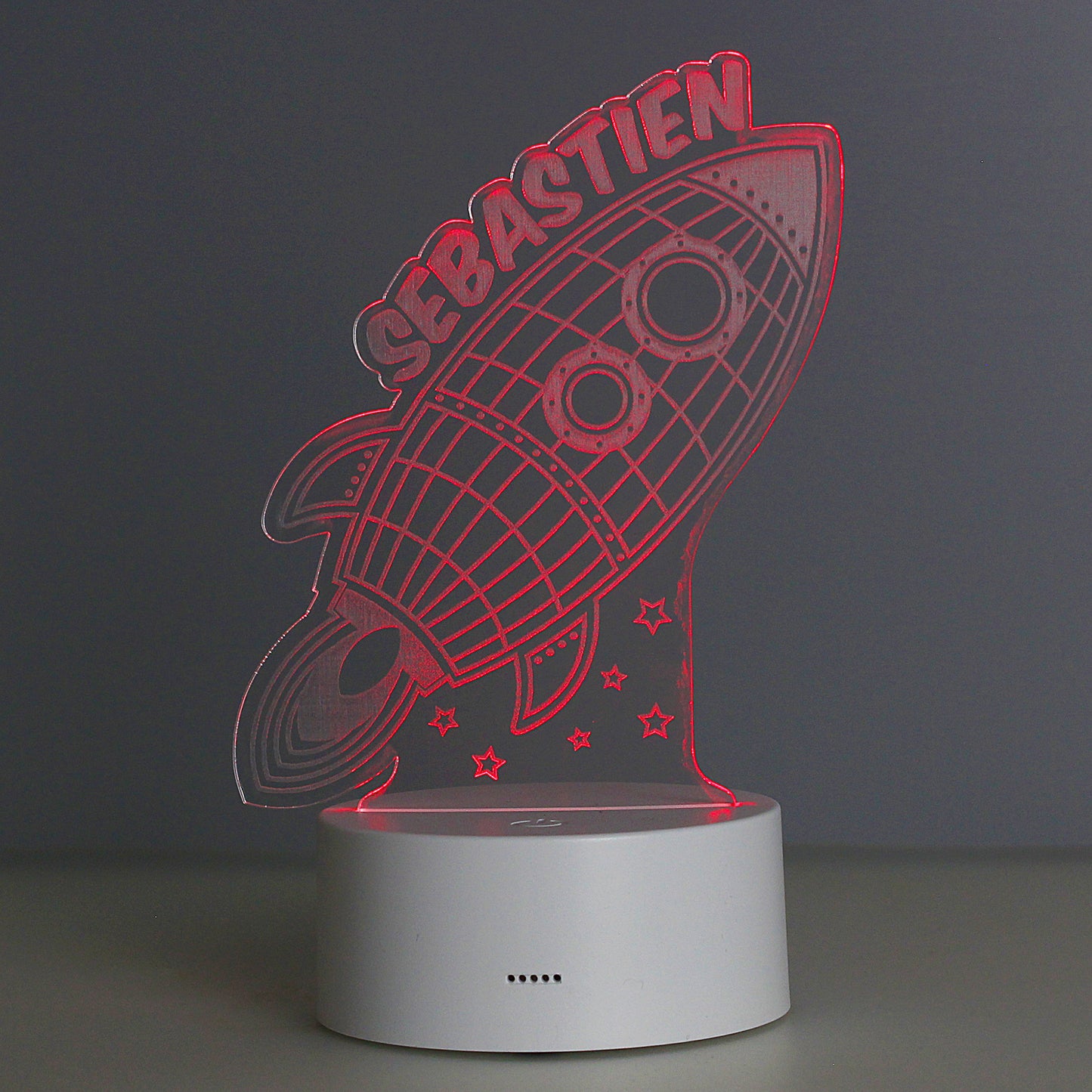 Personalised Space Rocket LED Colour Changing Night Light