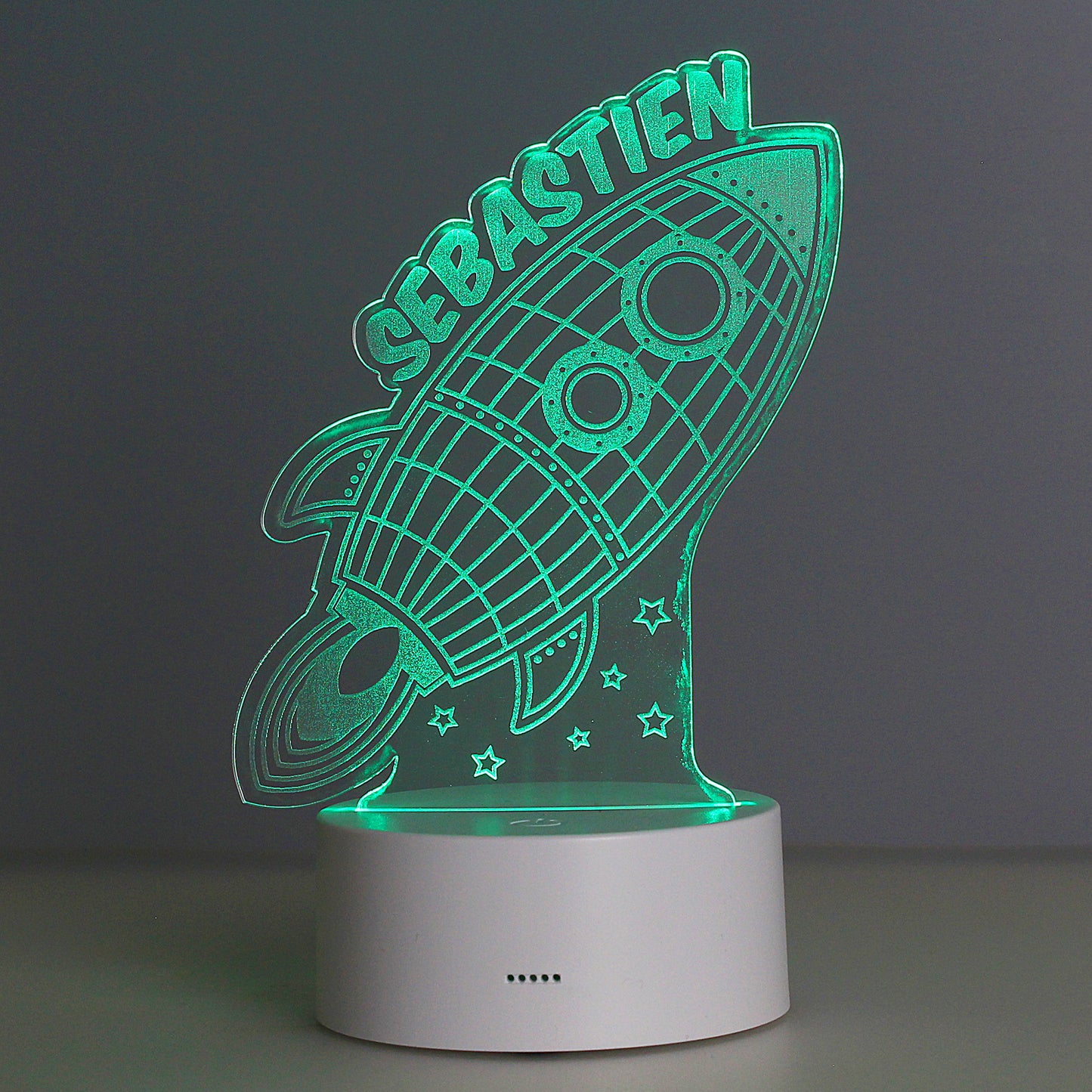 Personalised Space Rocket LED Colour Changing Night Light