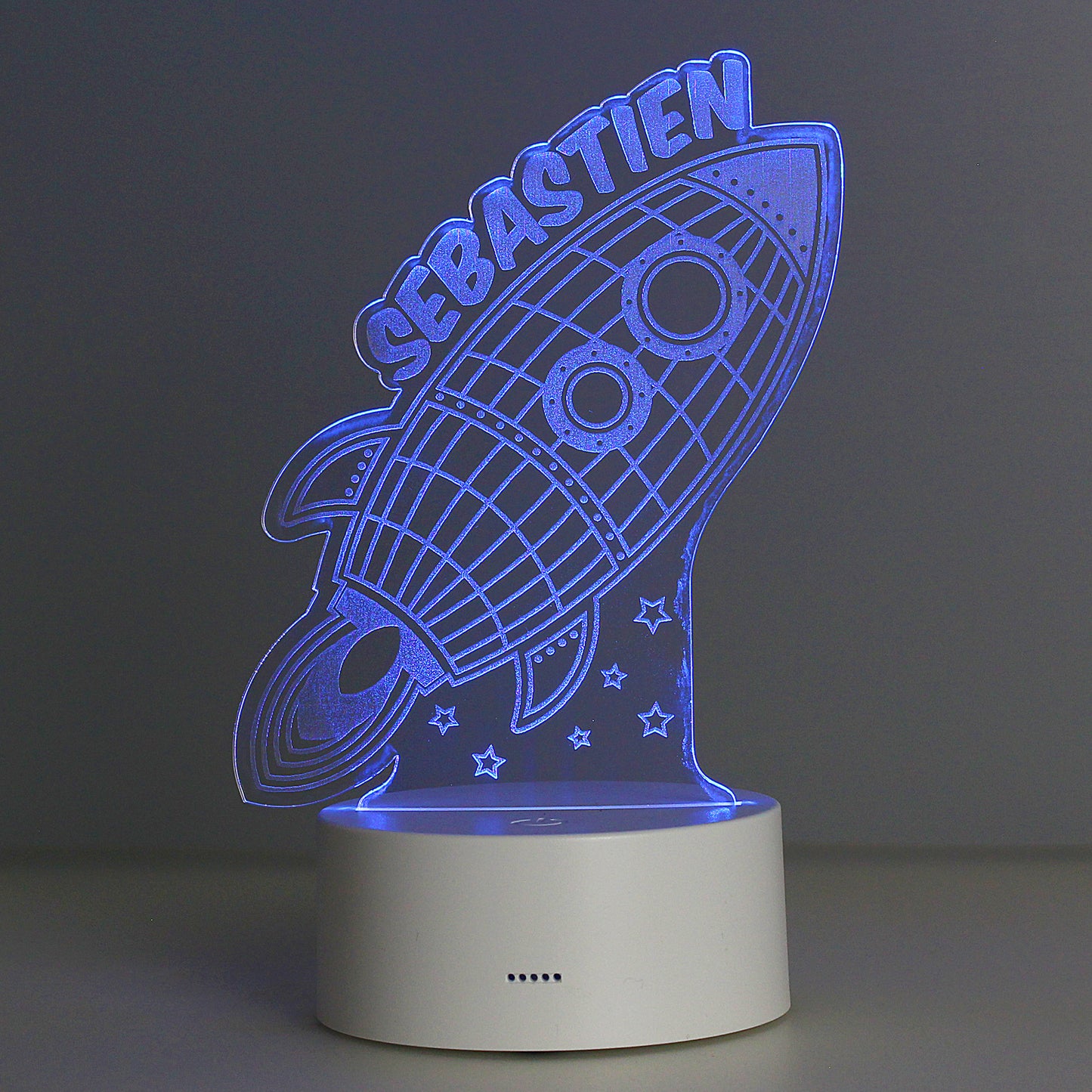 Personalised Space Rocket LED Colour Changing Night Light
