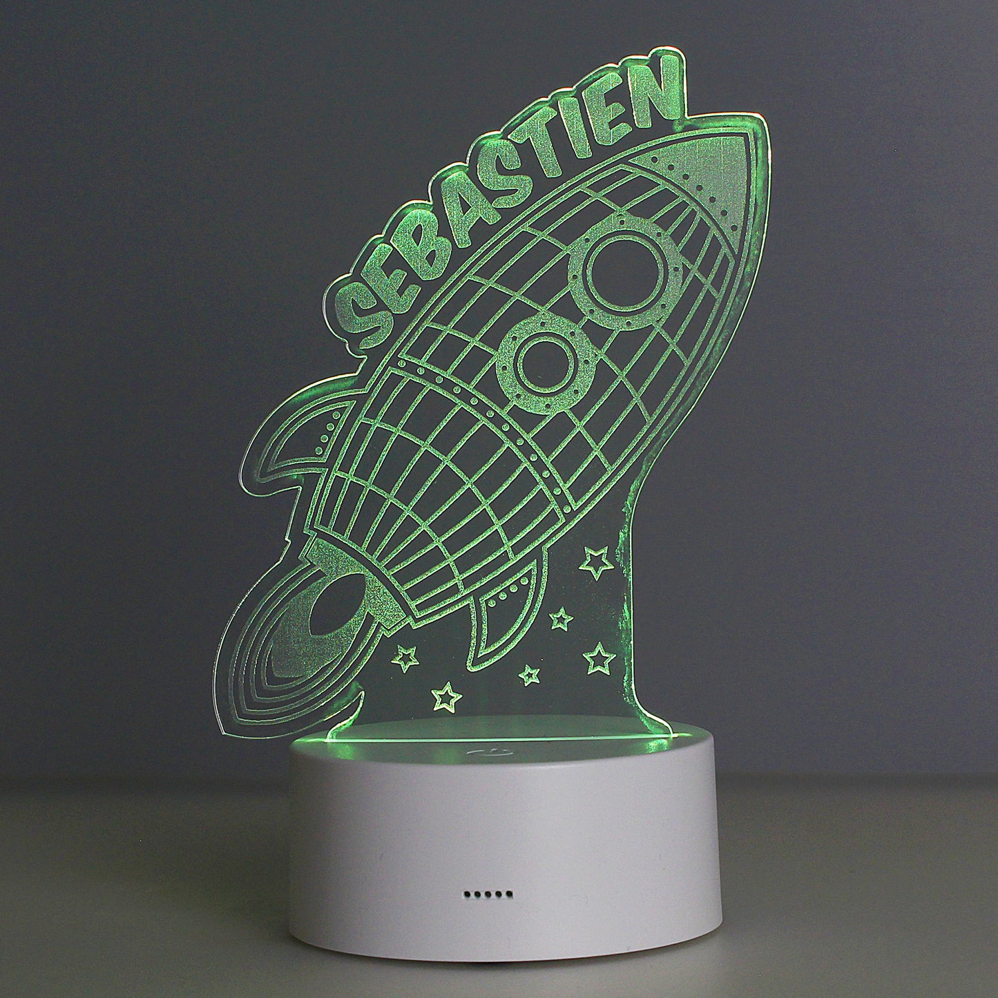 Personalised Space Rocket LED Colour Changing Night Light
