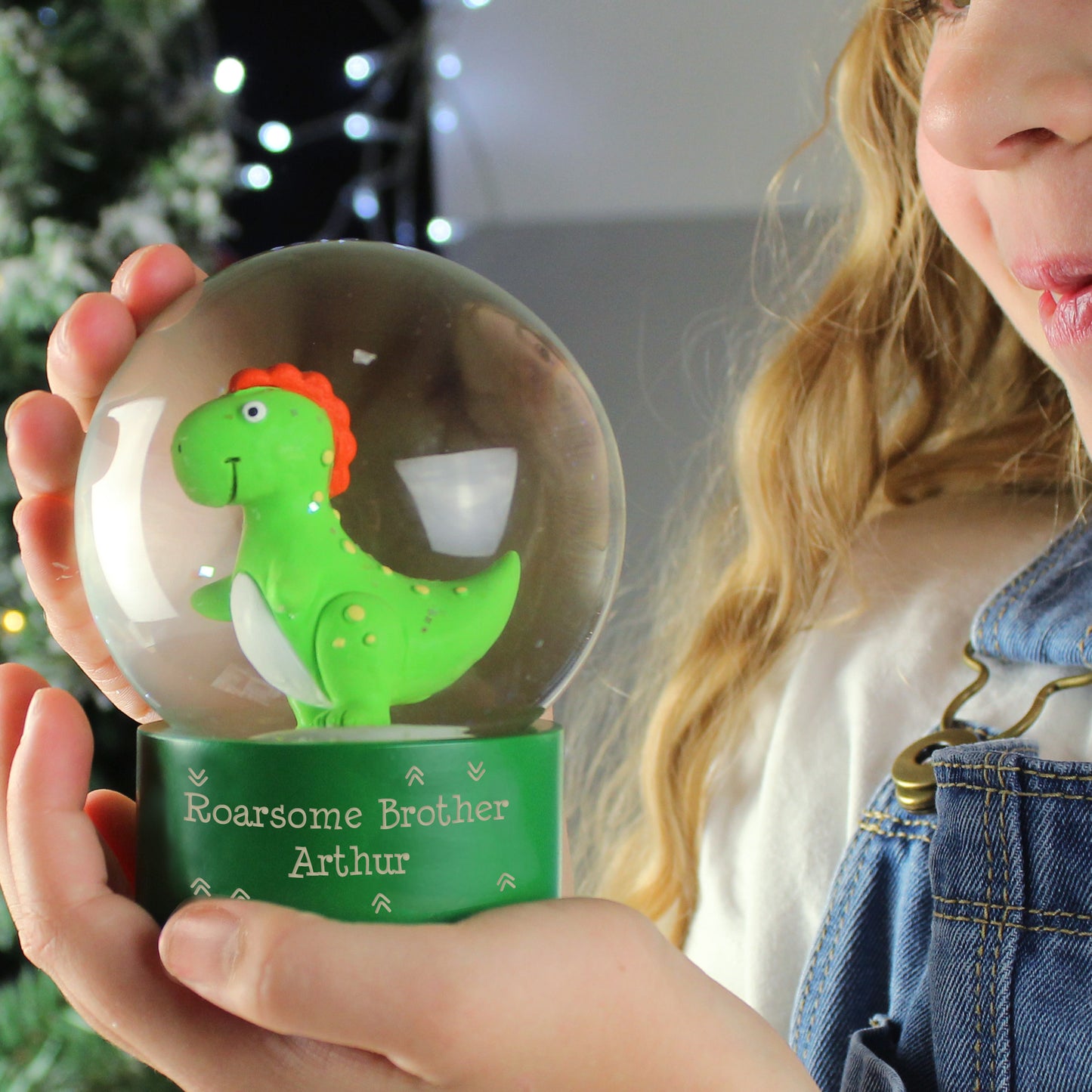 Personalised Dinosaur Glitter Snow Globe