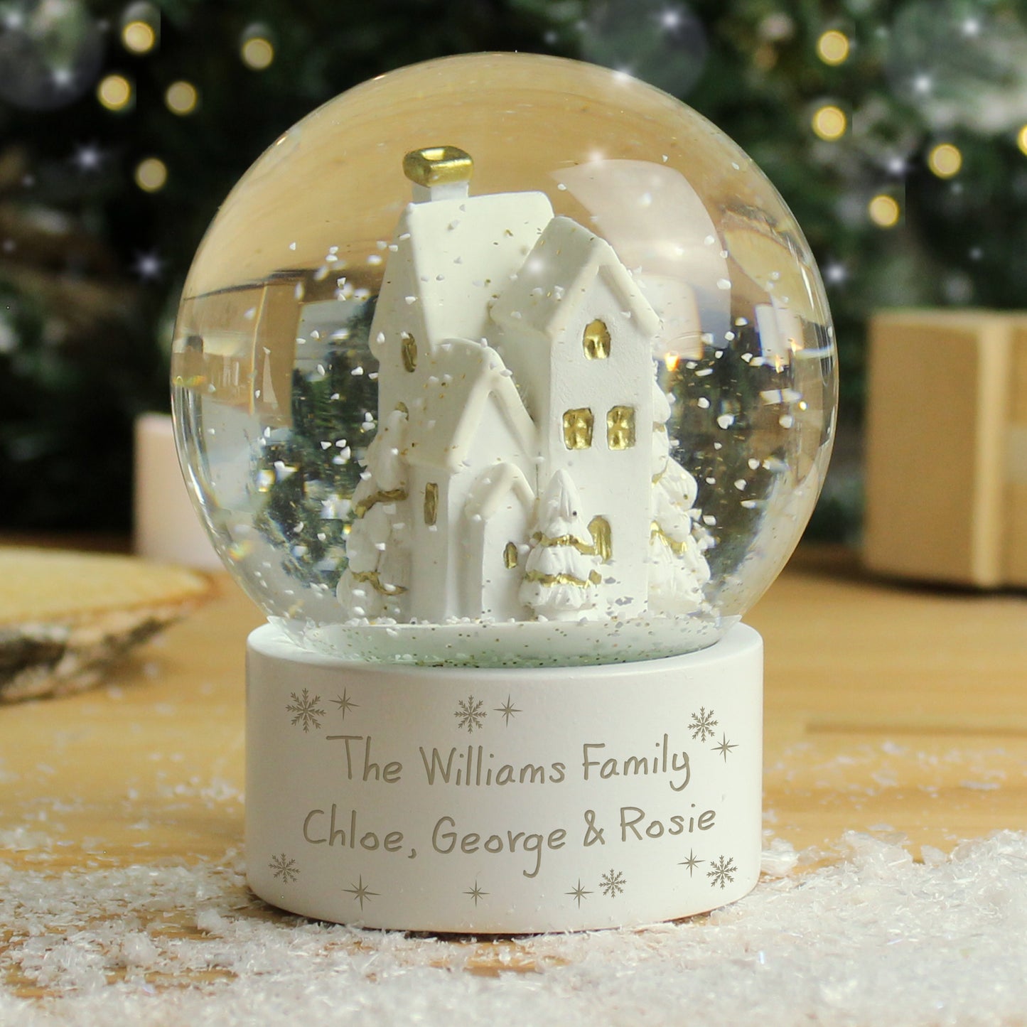 Personalised Village Scene Glitter Snow Globe