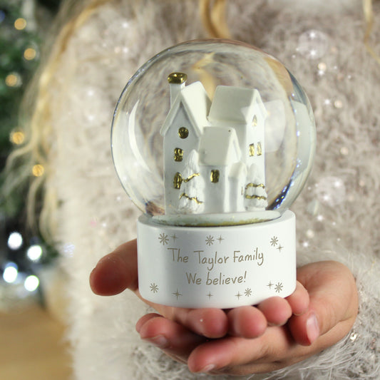 Personalised Village Scene Glitter Snow Globe