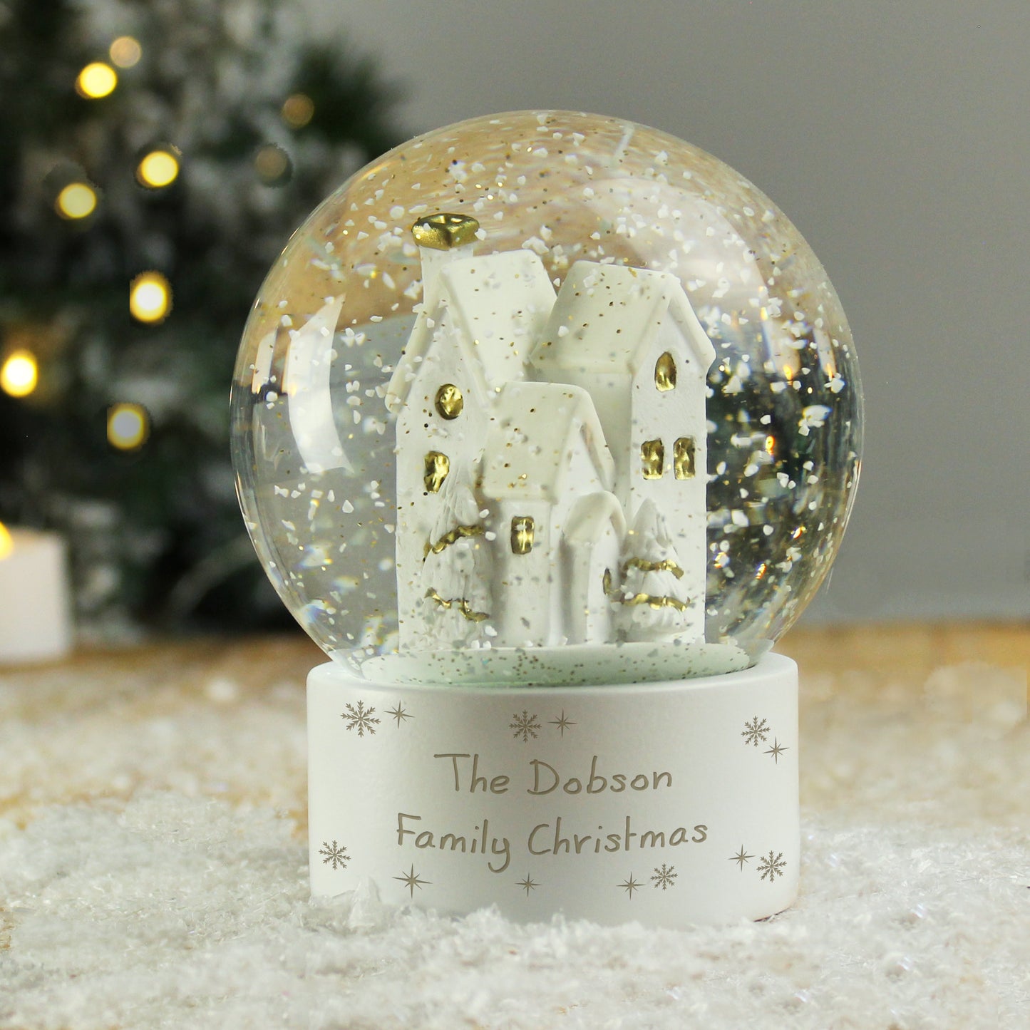 Personalised Village Scene Glitter Snow Globe
