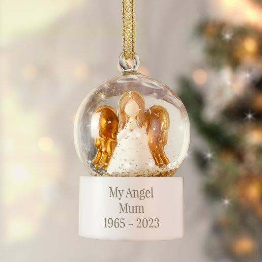 Personalised Angel Memorial Glitter Snow Globe