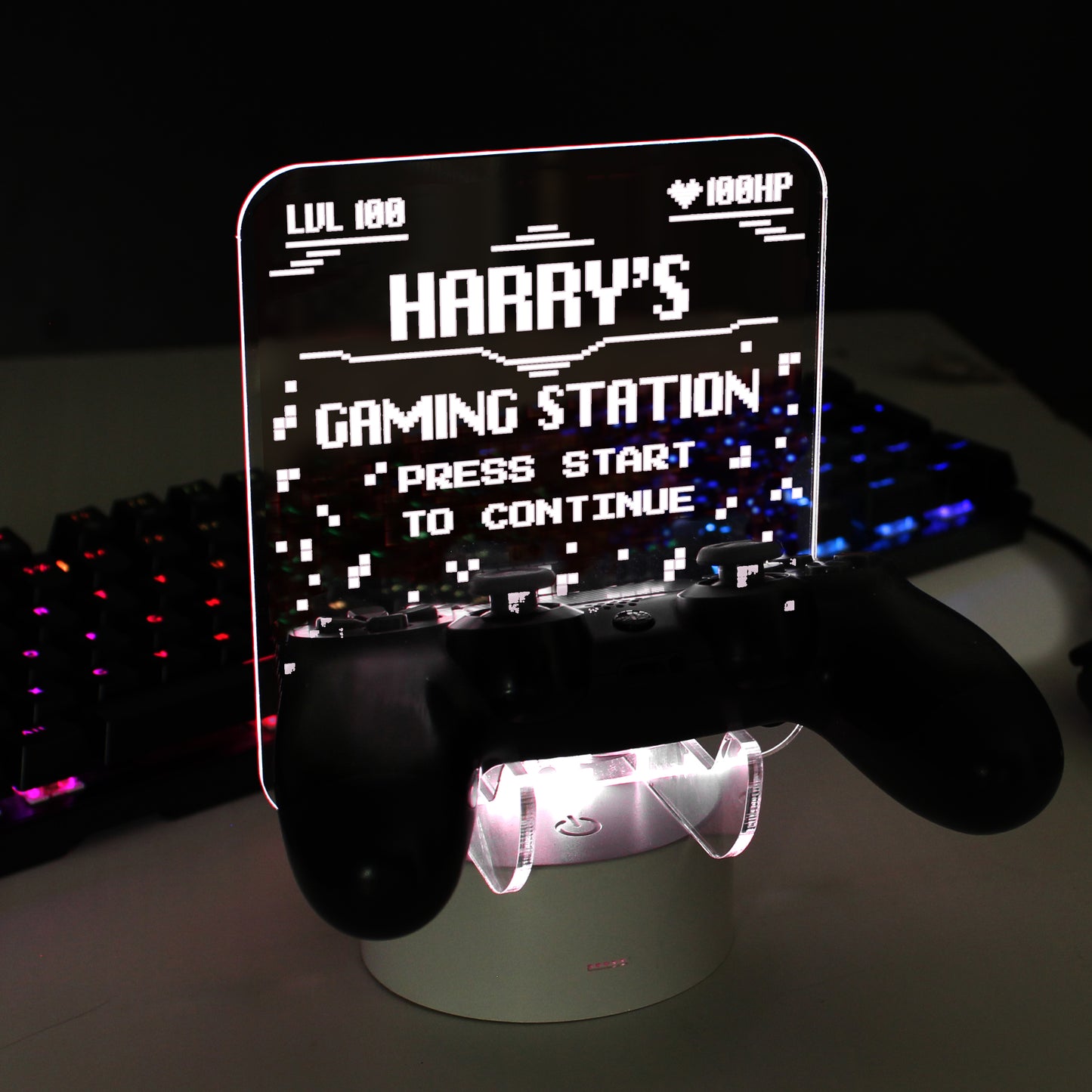 Personalised Gaming Controller Holder LED Light
