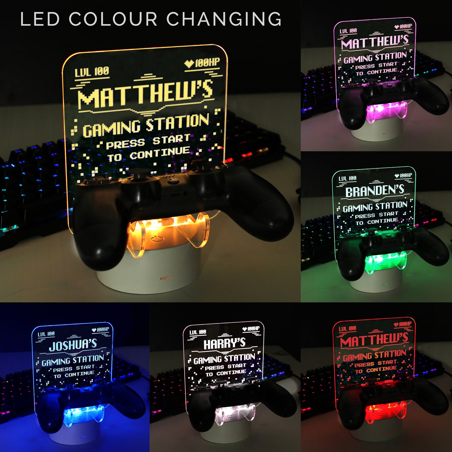 Personalised Gaming Controller Holder LED Light