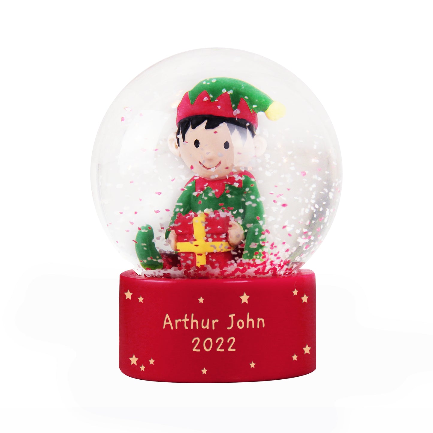 Personalised Elf Glitter Snow Globe