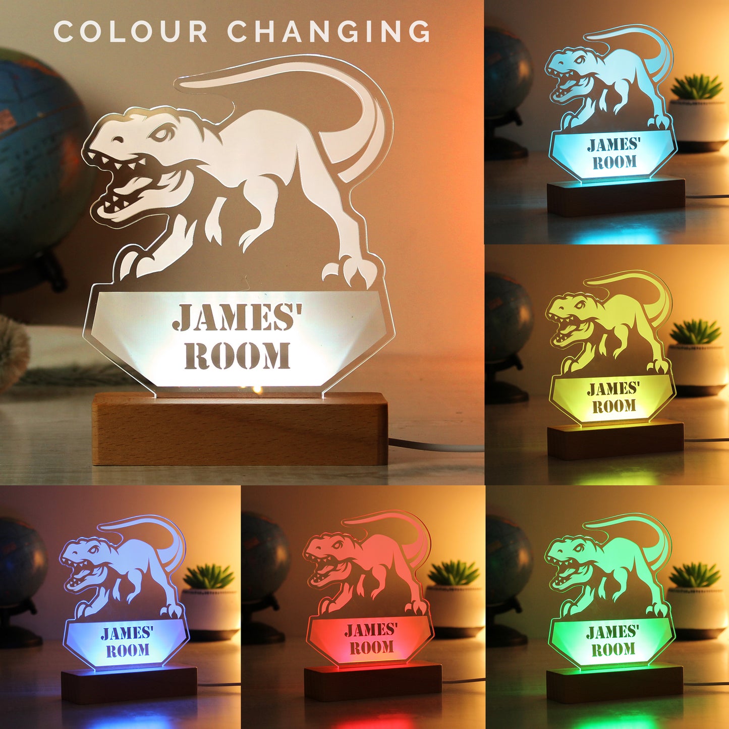Personalised Dinosaur LED Light