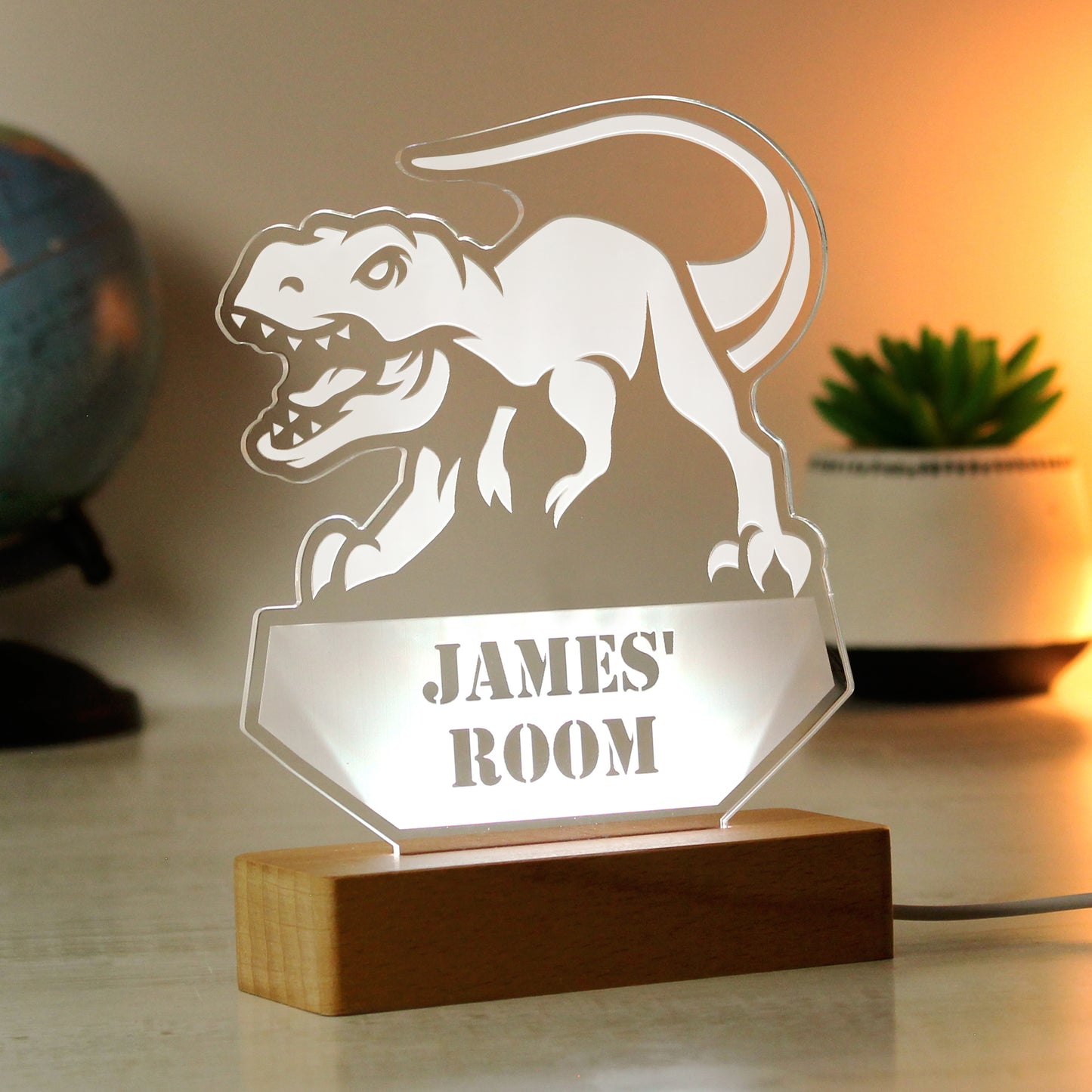 Personalised Dinosaur LED Light