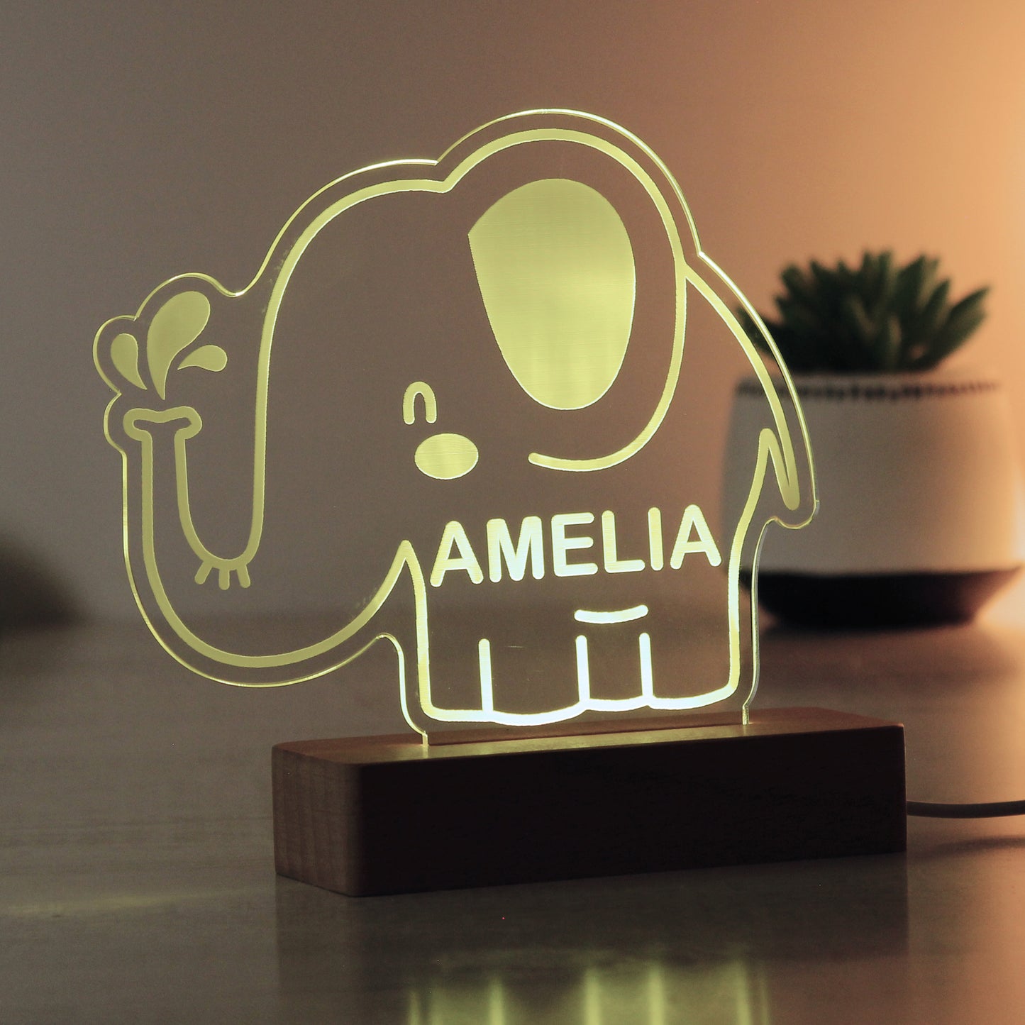 Personalised Elephant LED Light