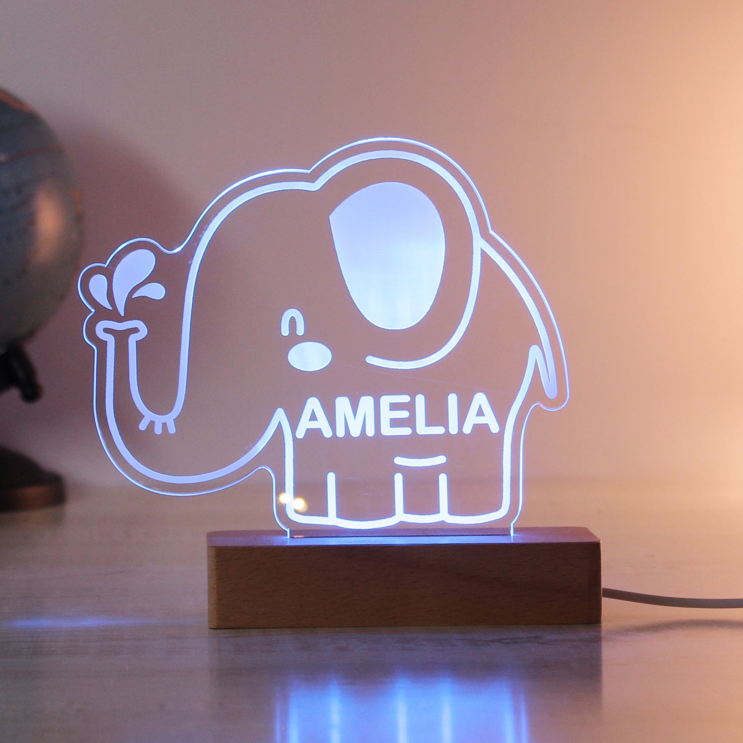 Personalised Elephant LED Light