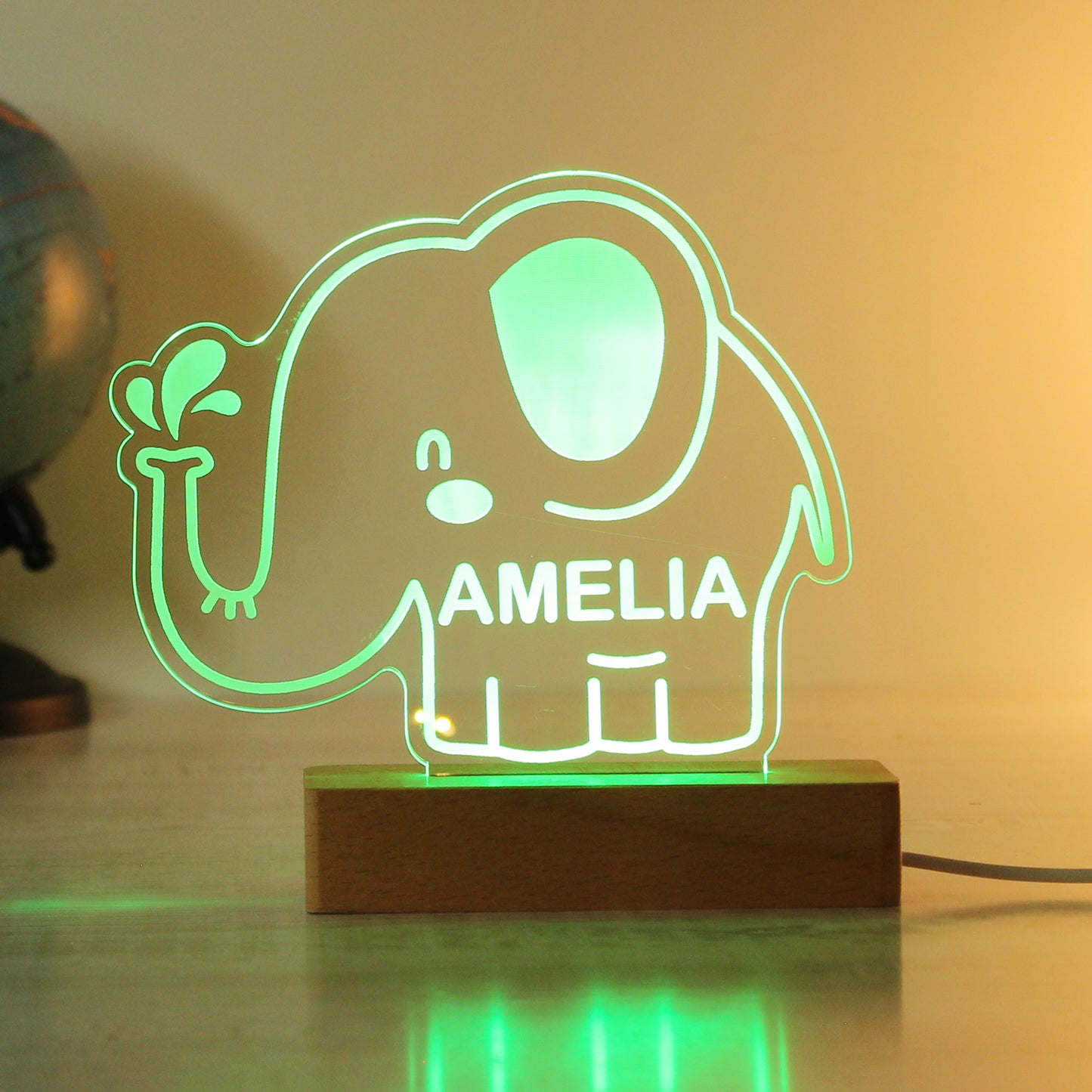 Personalised Elephant LED Light