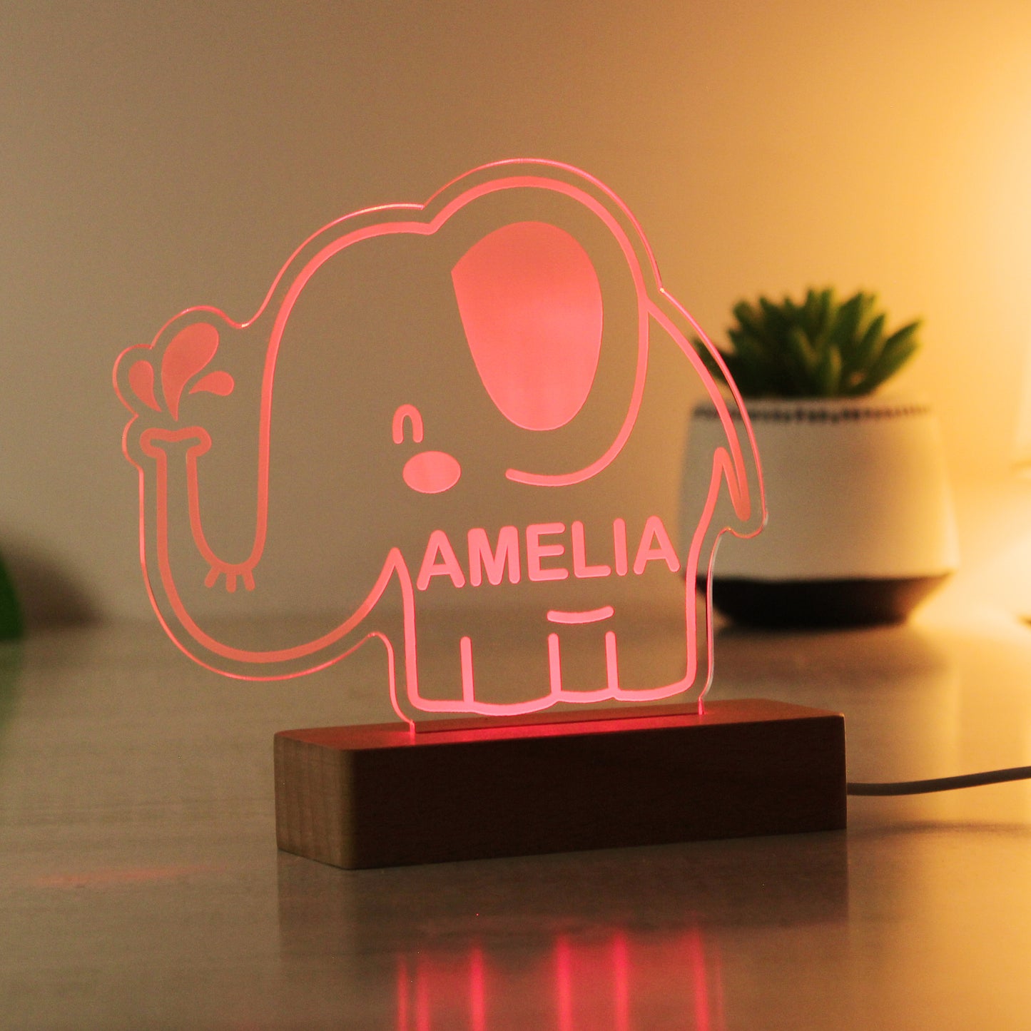 Personalised Elephant LED Light