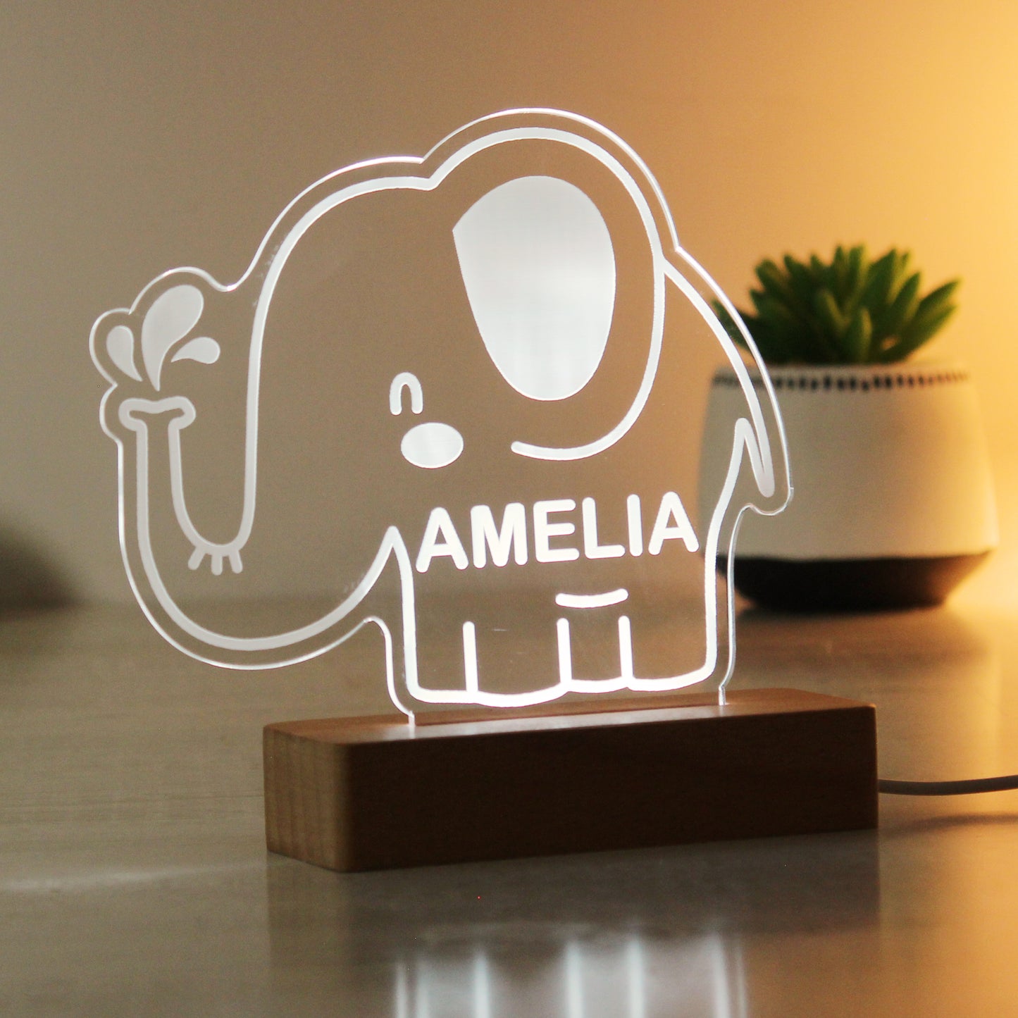 Personalised Elephant LED Light