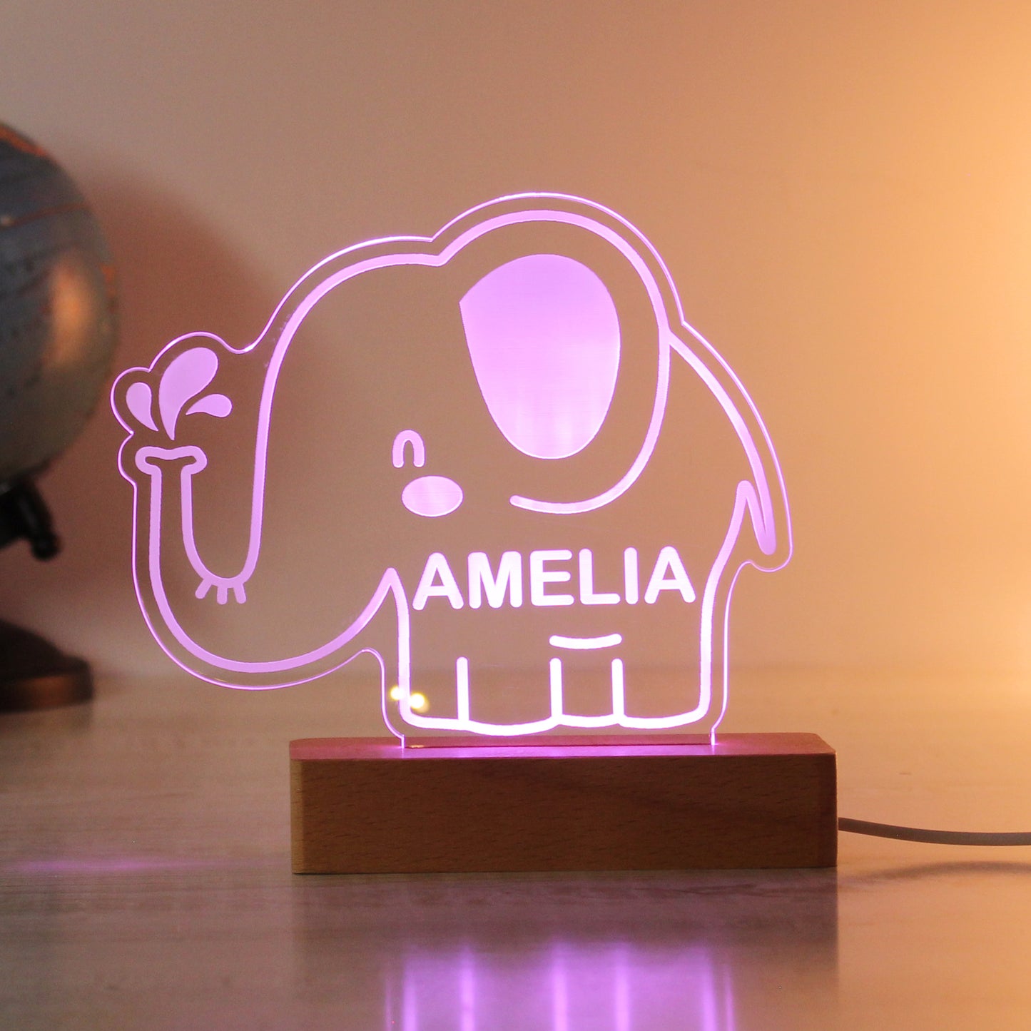 Personalised Elephant LED Light